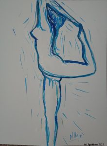 78237 - Danseuse bleue. (Encre de Chine sur papier de coton et de bambou, 48×36)
