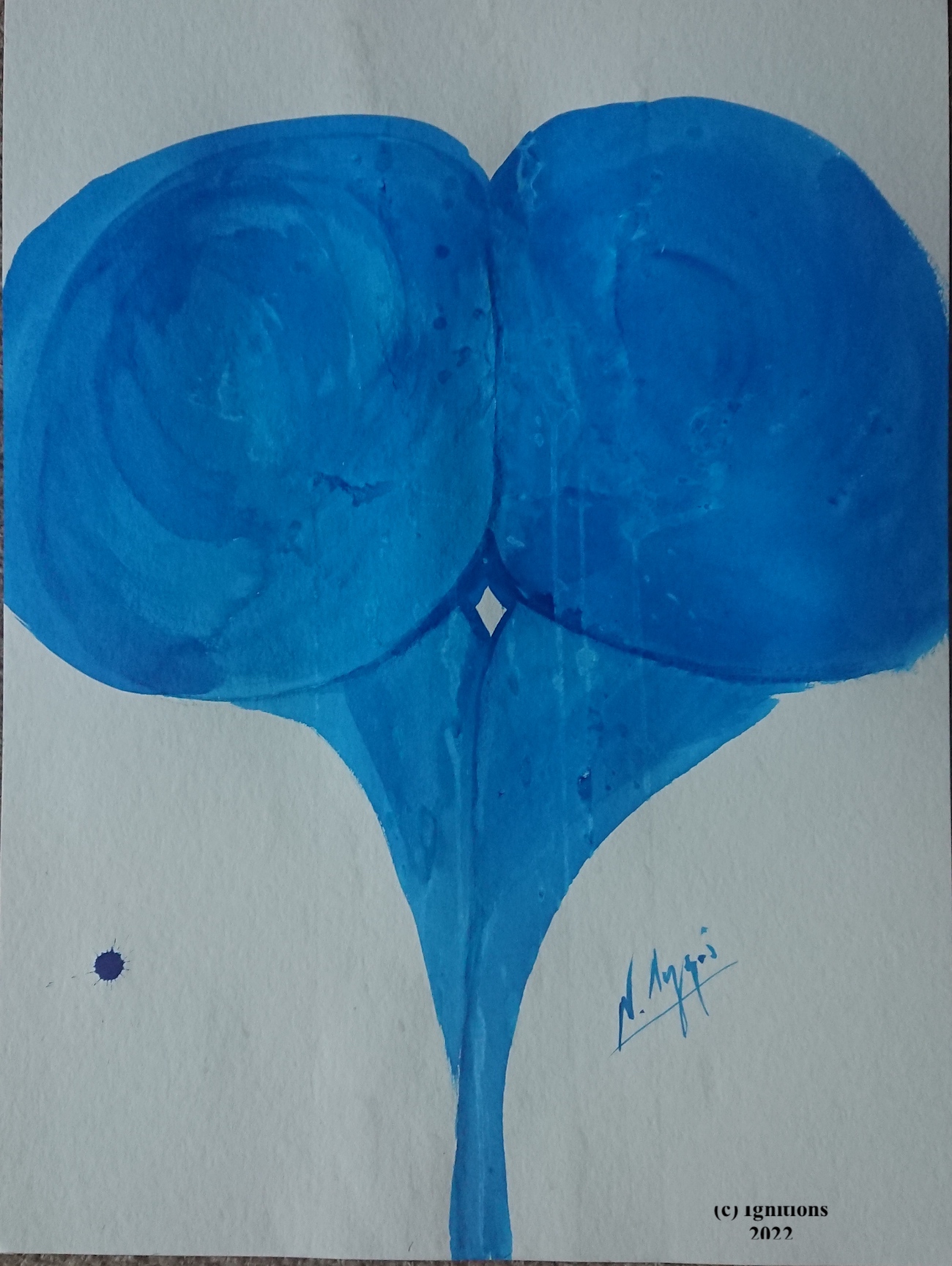 78389 - Perfect Blue. (Encre de Chine sur papier de coton et de bambou, 48×36) (Dessin)