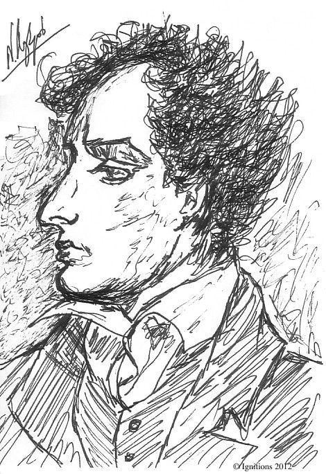 Lord Byron. (Dessin sur papier B6, 12.5x17.5).