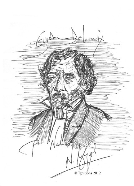 Eugène Delacroix par Nadar. (Dessin sur papier B6, 12,5x17,5)
