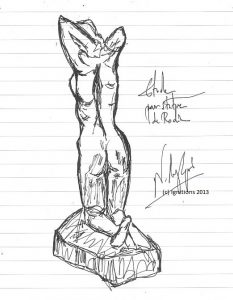 Etude pour statue de Rodin. (Dessin).