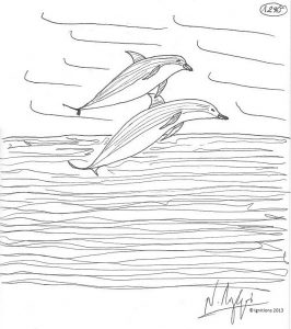 Τα δελφίνια του ουρανού. (Dessin sur cahier)