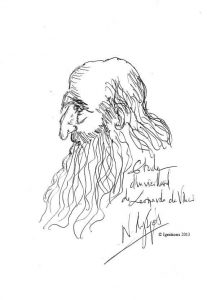 Etude d'un vieillard de Leonardo da Vinci. (Feutre sur papier A5)
