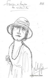 Femme au chapeau des années 20. (Dessins).