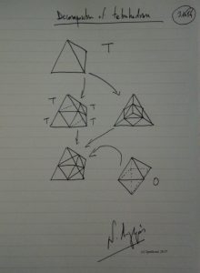 Decomposition of tetrahedron. (Dessin au feutre).
