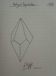 Pentagonal trapezohedron. (Dessin au feutre).