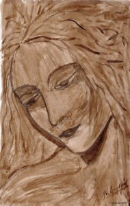 3383 - Etude de tête de jeune fille d’après Leonardo da Vinci.