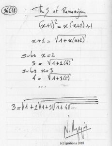The 3 of Ramanujan. (Dessin au feutre).