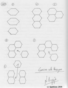 Exercises with Hexagons. (Dessin au feutre).