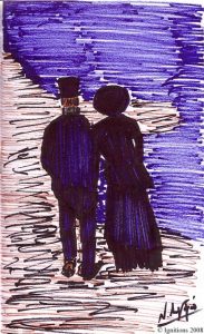 Couple sur le rivage de Vincent.