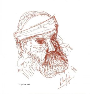 4944 - Etude de tête d’homme de Leonardo da Vinci.