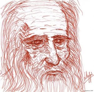 4977 - Portrait de Leonardo da Vinci,  sur carnet