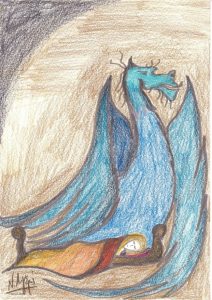 Illustration pour Dragon et Lumineuse endormie.