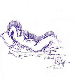 Hommage à Renoir ΙΙ (Feutre sur cahier Winsor & Newton A4)