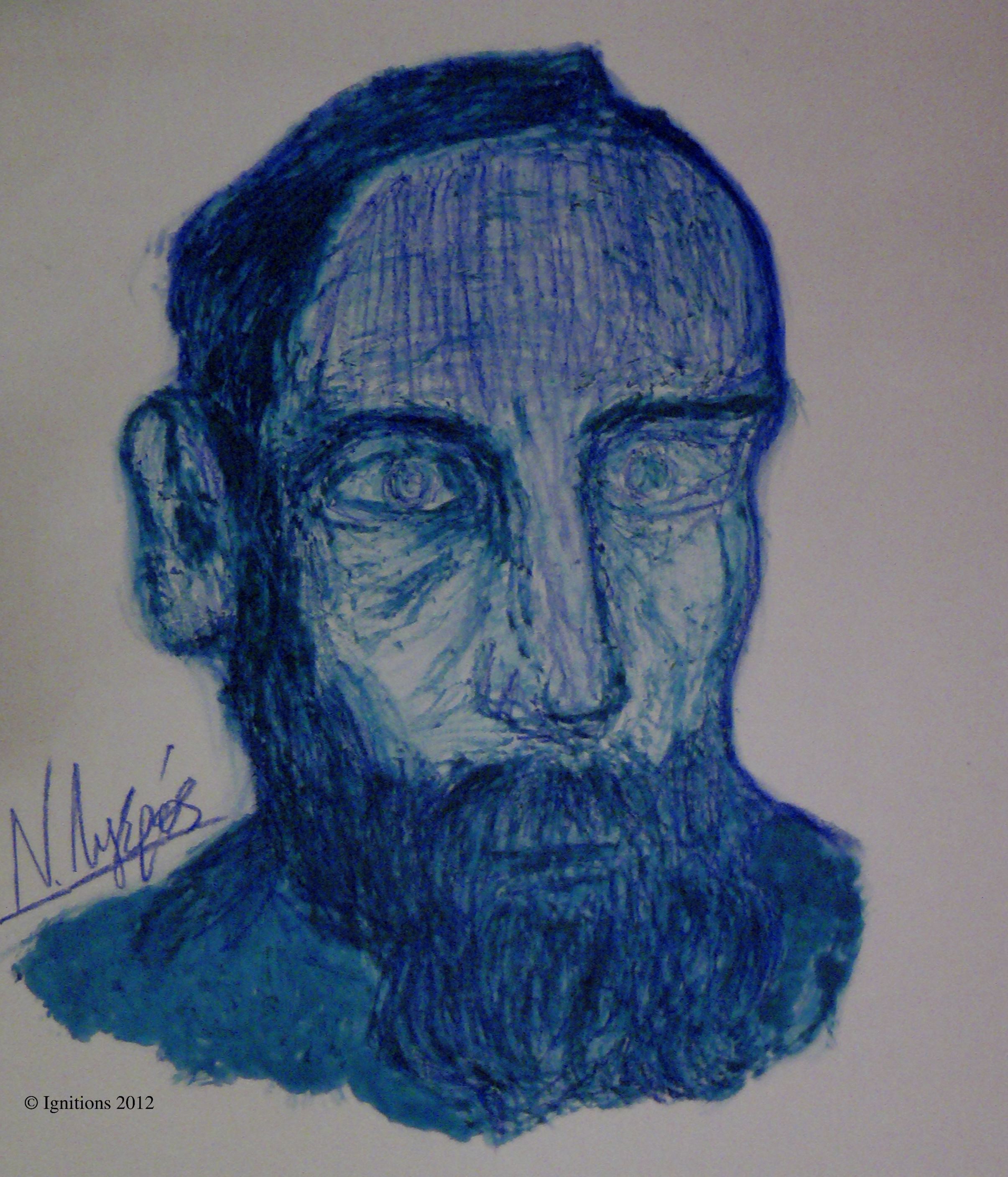 L'homme bleu. (Pastel sur papier 150x190)