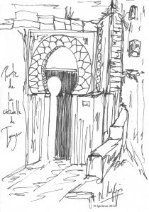 Porte de la Citadelle de Tanger (Feutre sur cahier B6 12.5x17.5)